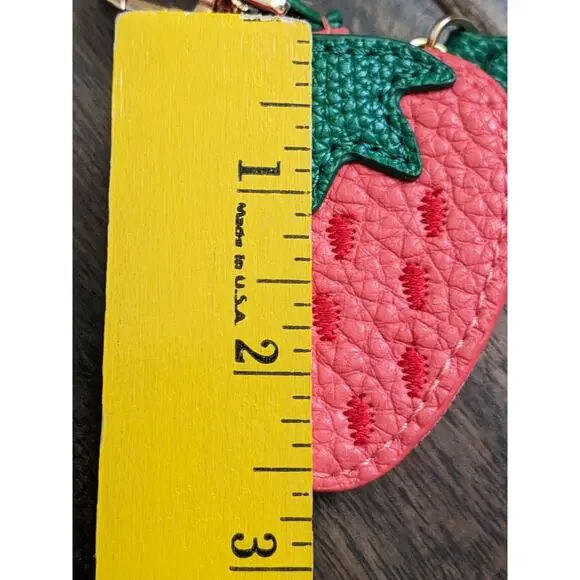 Cute Strawberry Coin Purse Charm AirTag Holder Pouch Zipper Faux Leather Trendy - Picture 5 of 8